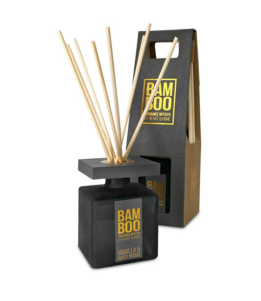 Vanilla & White Woods Fragrance Diffuser -70ml - Up to 12 Weeks of Fragrance