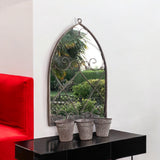 73CM RUSTY WALL MIRROR WITH TRIPLE PLANTER