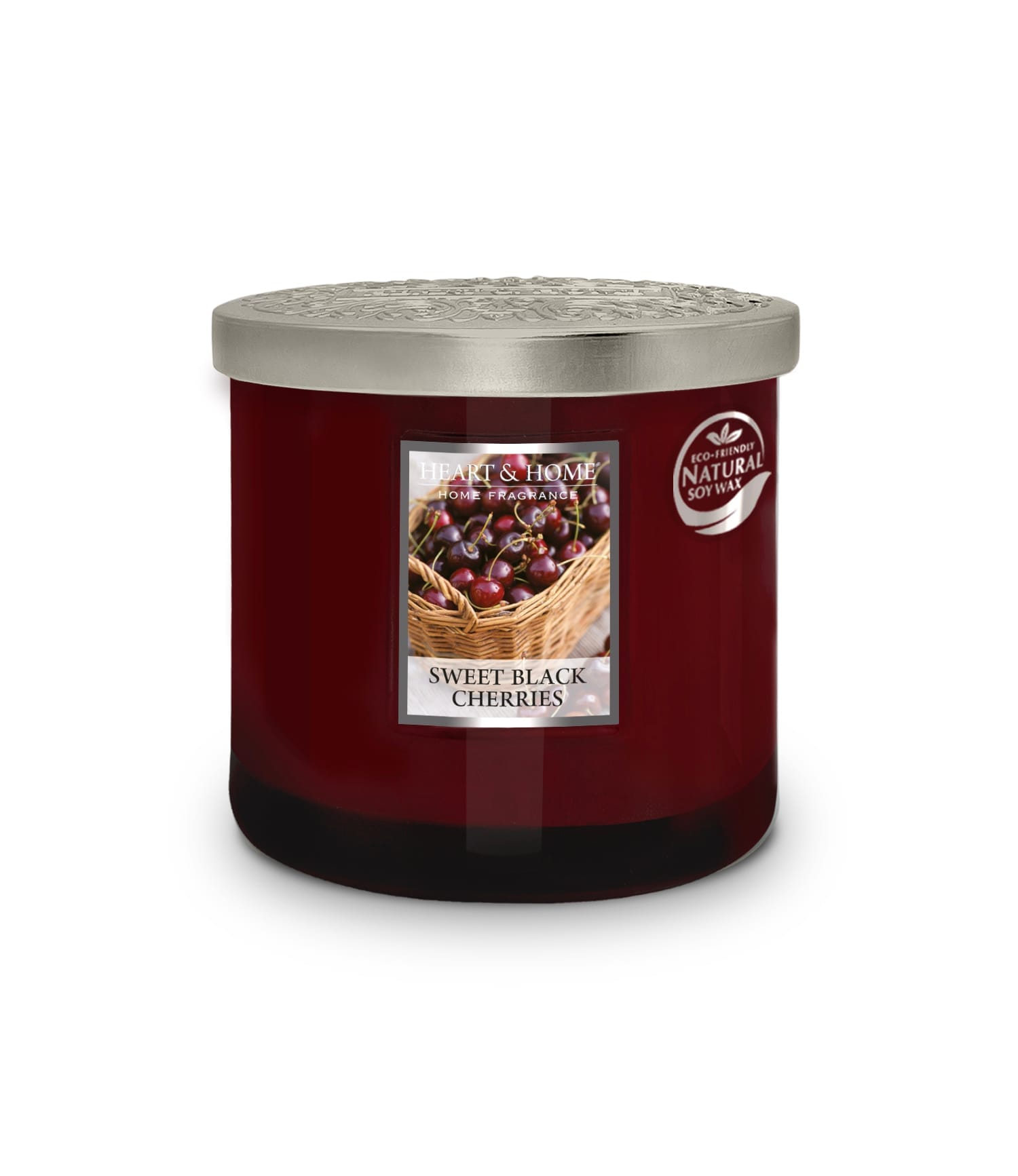 Heart & Home Sweet Black Cherries  Twin Wick Ellipse Soy Candle - 40 Hours Burn
