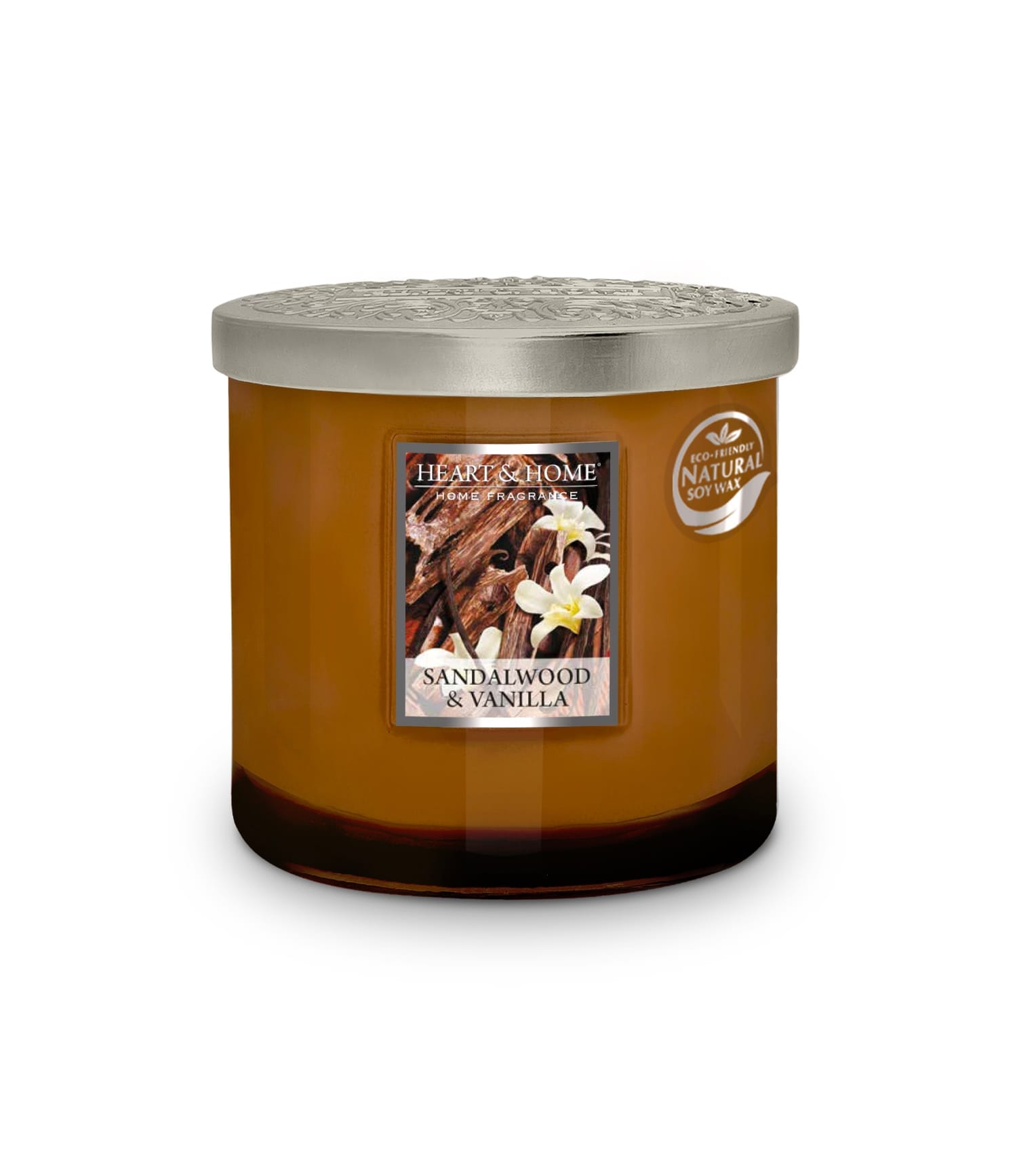 Heart & Home Sandalwood & Vanilla  Twin Wick Ellipse Soy Candle - 40 Hours Burn