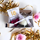 Small 18th Birthday Gold Balloons Gift Hamper | Cubic Zirconia Bracelet, Chocolates & Candle