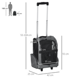 Pet Travel Backpack Bag Cat Dog Carrier w/ Trolley and Telescopic Wheel Grey