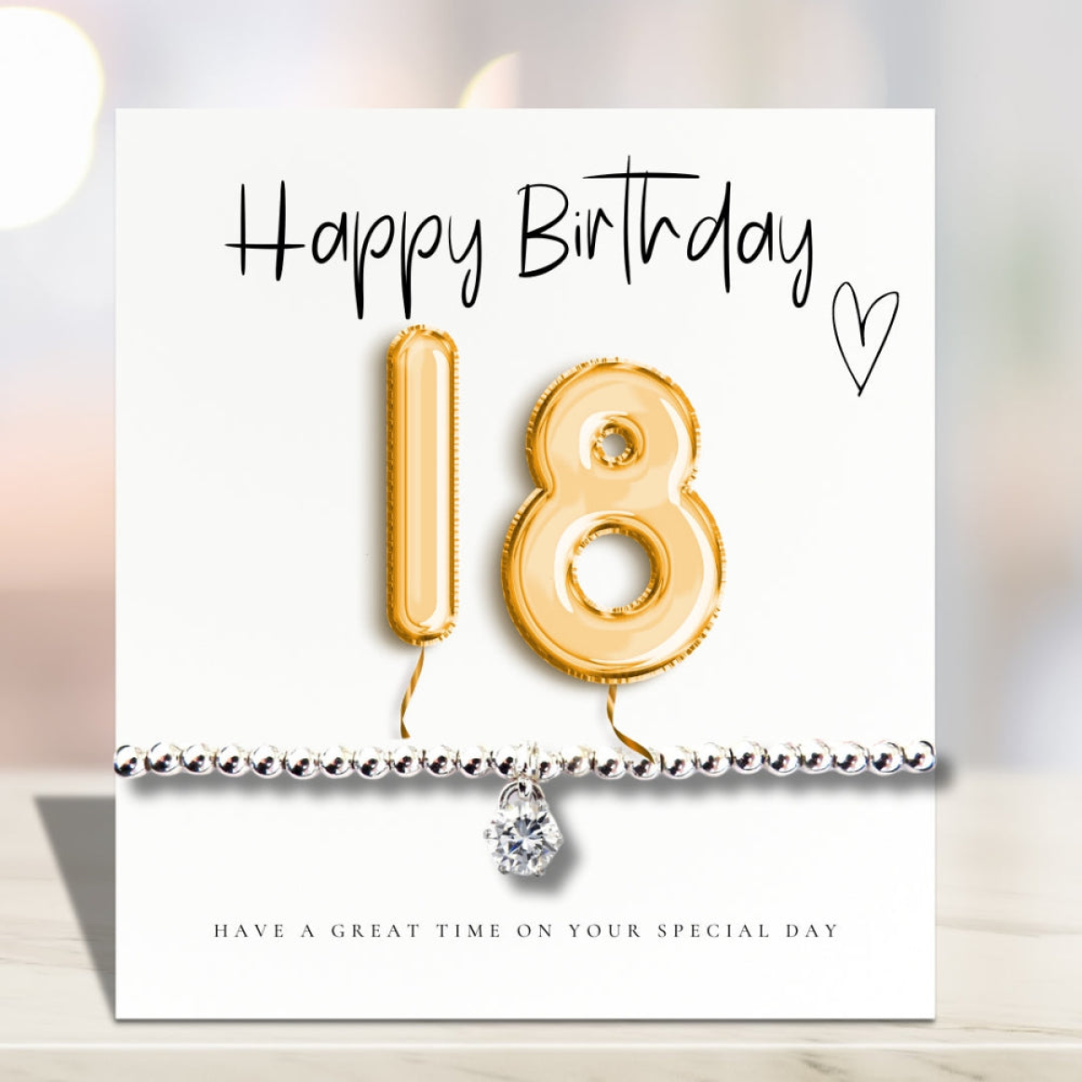Small 18th Birthday Gold Balloons Gift Hamper | Cubic Zirconia Bracelet, Chocolates & Candle