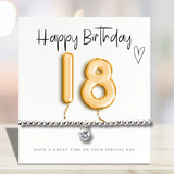 Small 18th Birthday Gold Balloons Gift Hamper | Cubic Zirconia Bracelet, Chocolates & Candle