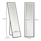 HOMCOM 150 x 40cm Full Length Mirror w/ Adjustable Lights Metal Frame Black