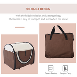 Folding Fabric Soft Pet Crate Dog Cat Travel Carrier Cage Kennel House Brown