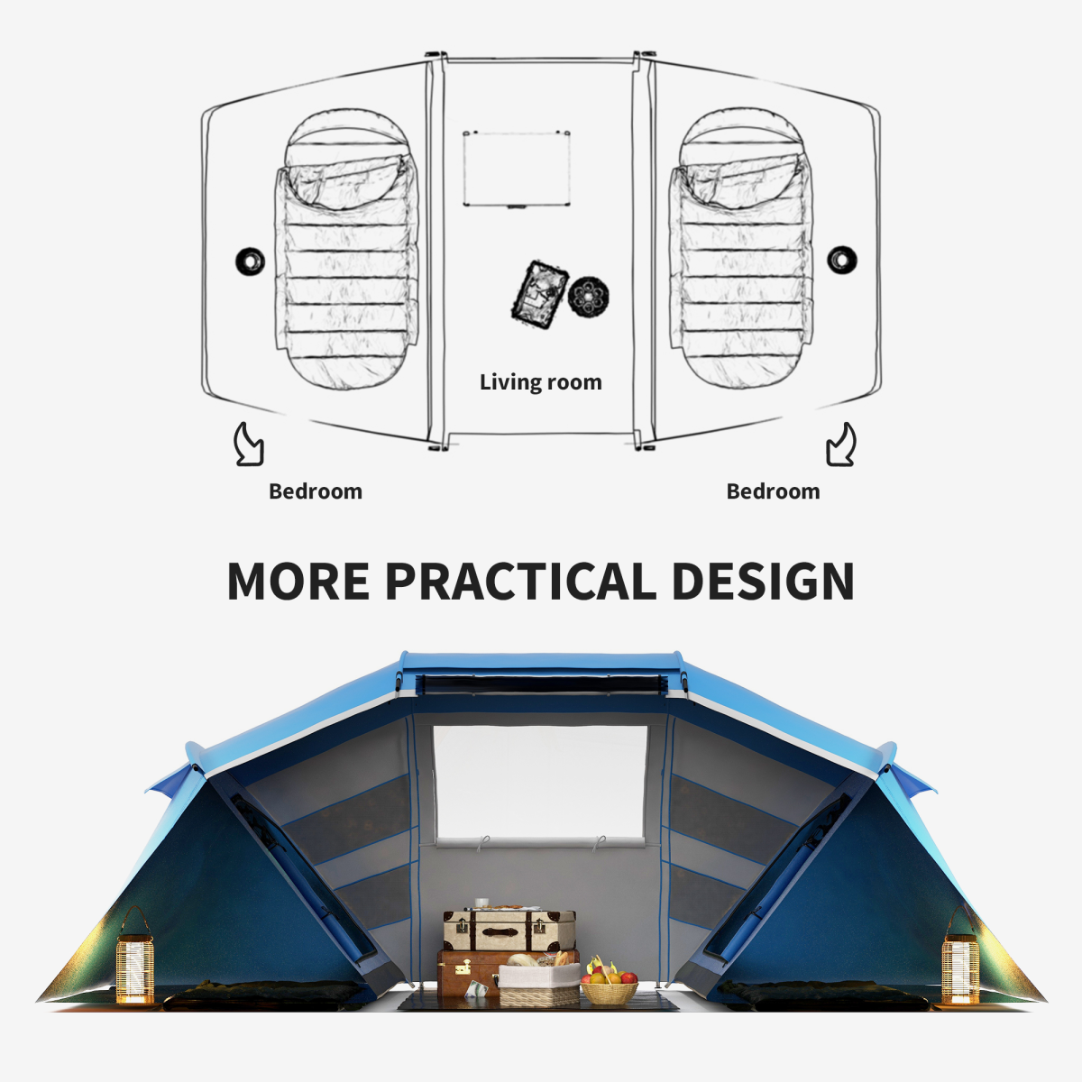 4-6 Persons Camping Tent Dome Family Travel Group Hiking Room Fishing Outsunny