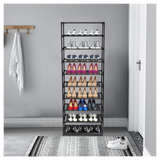 10 Tier Stackable Shoe Rack Storage Shelves - Stainless Steel Frame Holds 50 Pairs Of Shoes