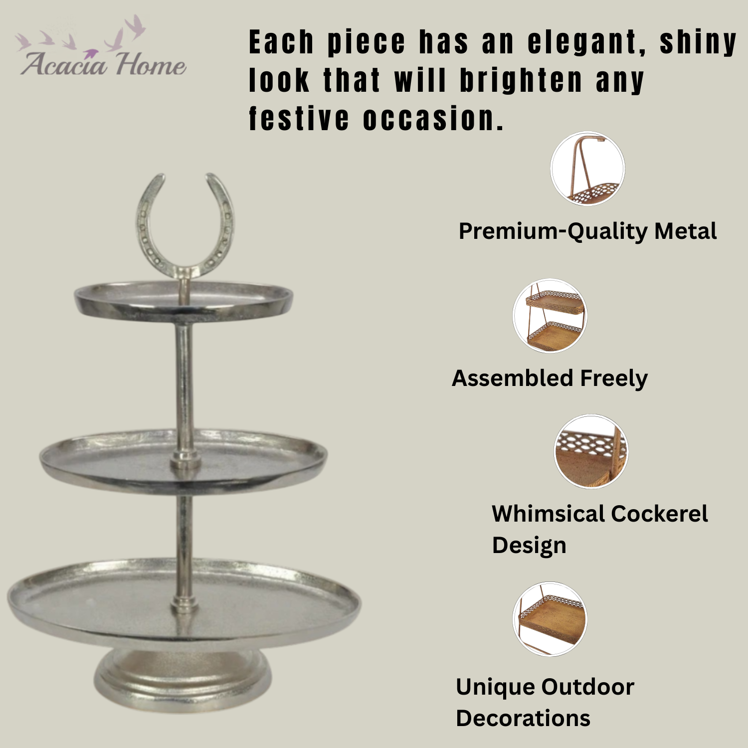 56CM 3 TIER CAKE STAND