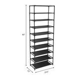 10 Tier Stackable Shoe Rack Storage Shelves - Stainless Steel Frame Holds 50 Pairs Of Shoes