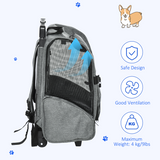 Pet Travel Backpack Bag Cat Dog Carrier w/ Trolley and Telescopic Wheel Grey
