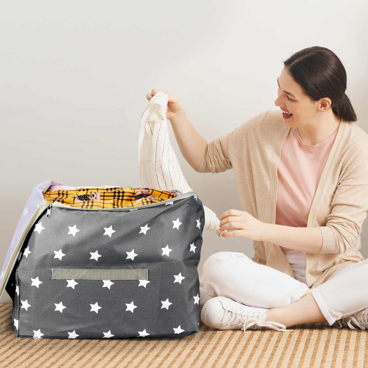 VINSANI 3pc STORAGE BAGS DARK GREY STAR 0000341