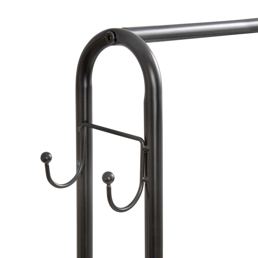 Clothes Rail Black With Two Shelves in Black Powder Coating
