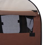 Folding Fabric Soft Pet Crate Dog Cat Travel Carrier Cage Kennel House Brown
