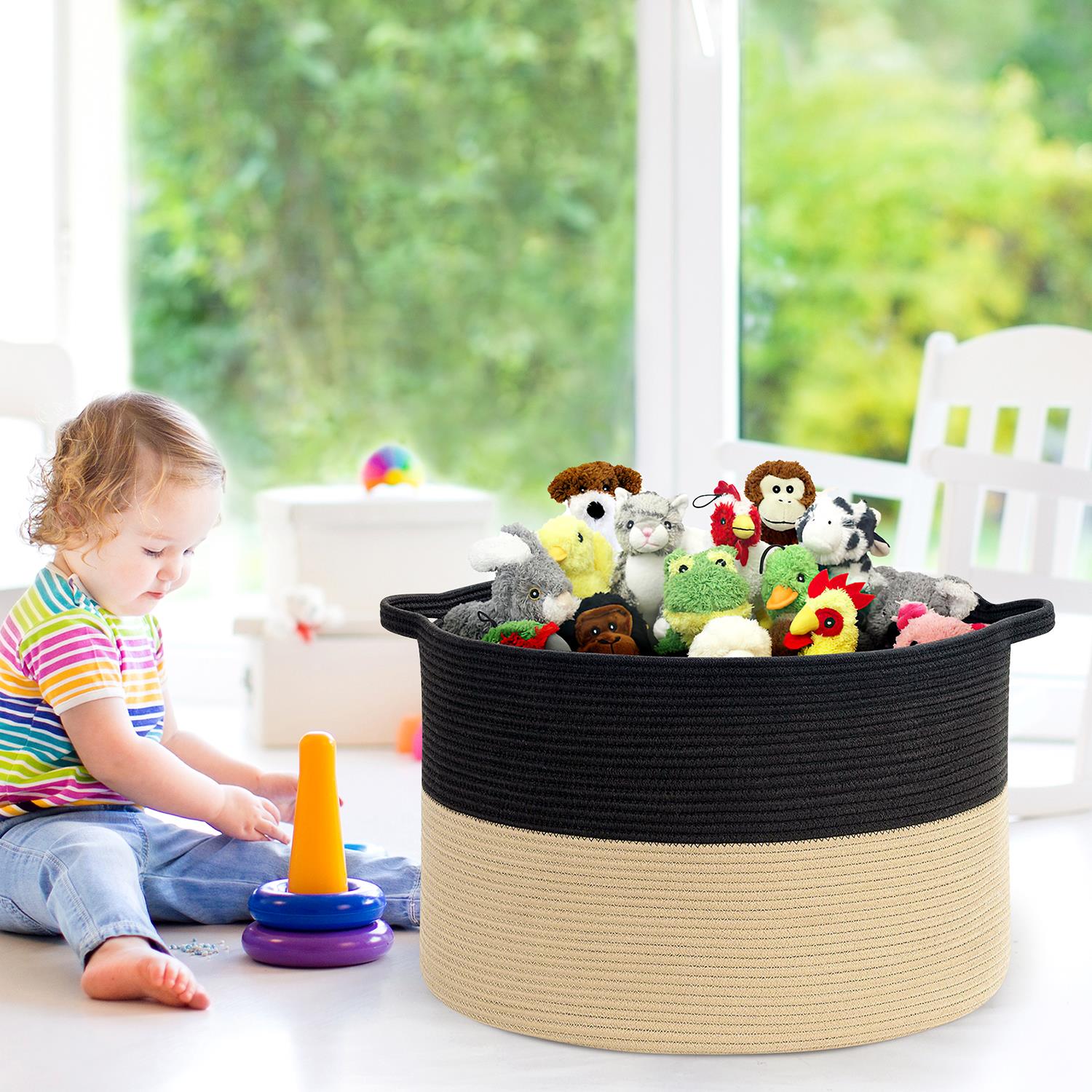 VINSANI LAUNDRY BASKET BLACK & COFFEE 1010287