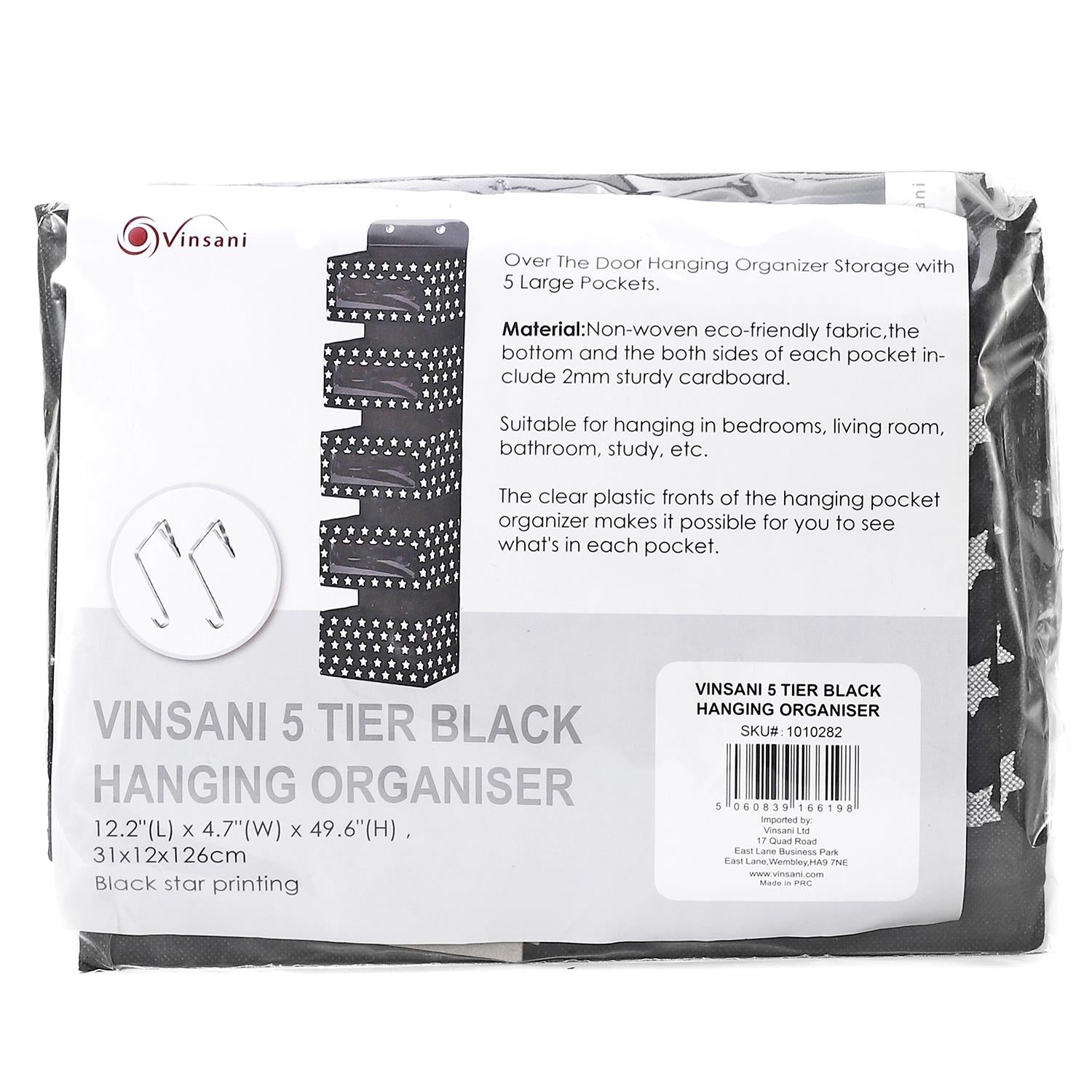 VINSANI 5TIER BLACK HANGING ORGANISER 1010282