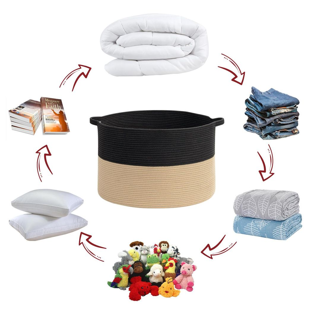 VINSANI LAUNDRY BASKET BLACK & COFFEE 1010287