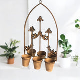 75cm RUSTY WALL MIRROR WITH TRIPLE PLANTER