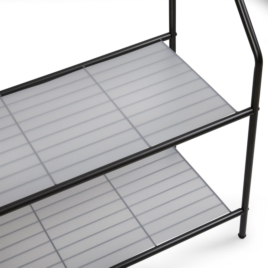 Clothes Rail Black With Two Shelves in Black Powder Coating