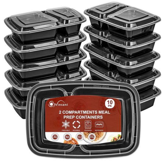 VINSANI 10pk 2 COMPARTMENTS MEAL PREP CONTAINERS 1010424